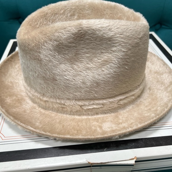 1950’s John B Stetson The Imperial Tan Long Haired Beaver Fur Fedora Size 7/56CM - Picture 5 of 11
